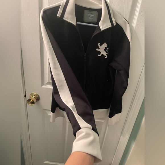 Express zip up sweater, black and white, size Men Small - Picture 4 of 6